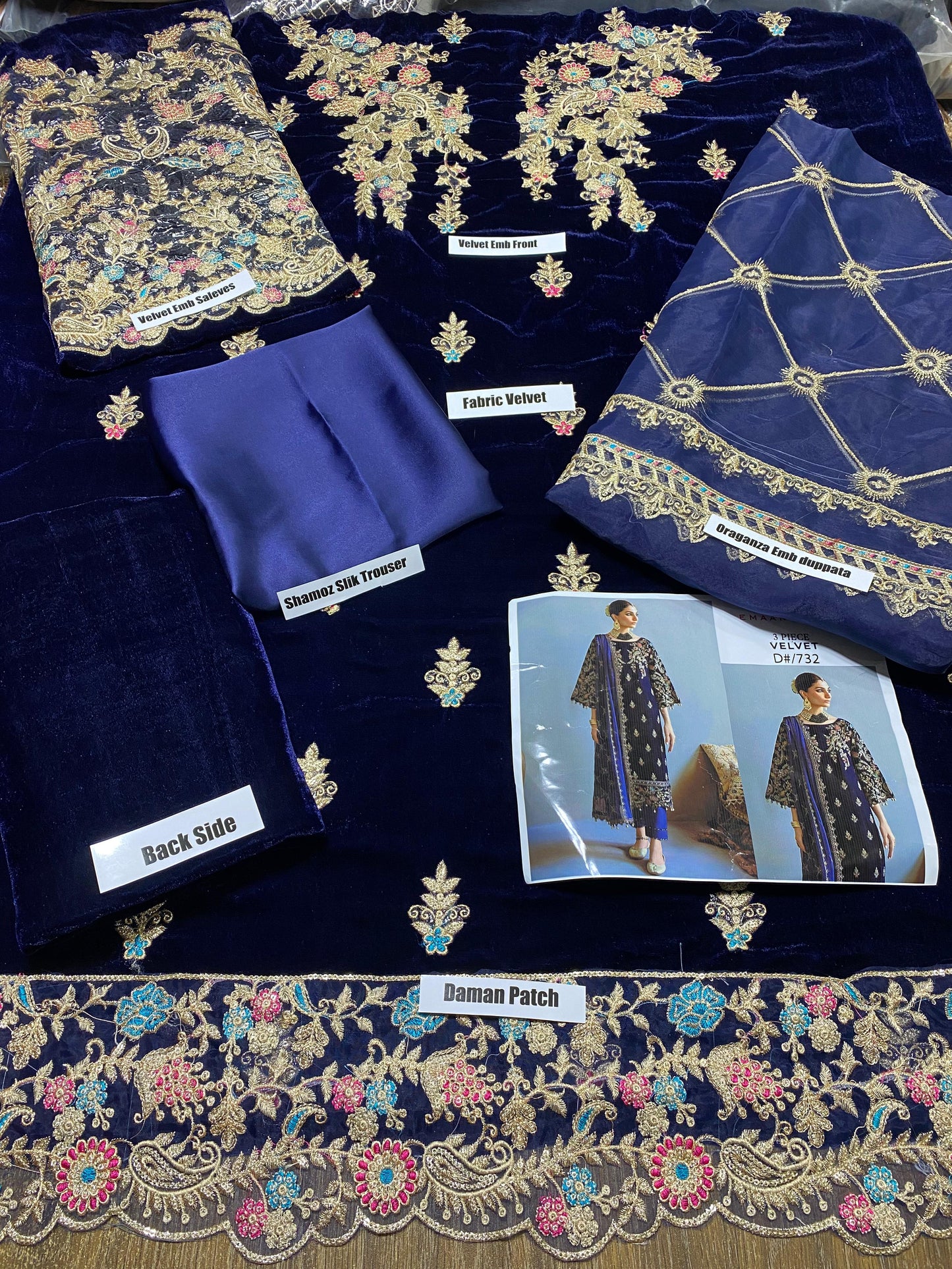 Velvet heavy embroidery 3PCS