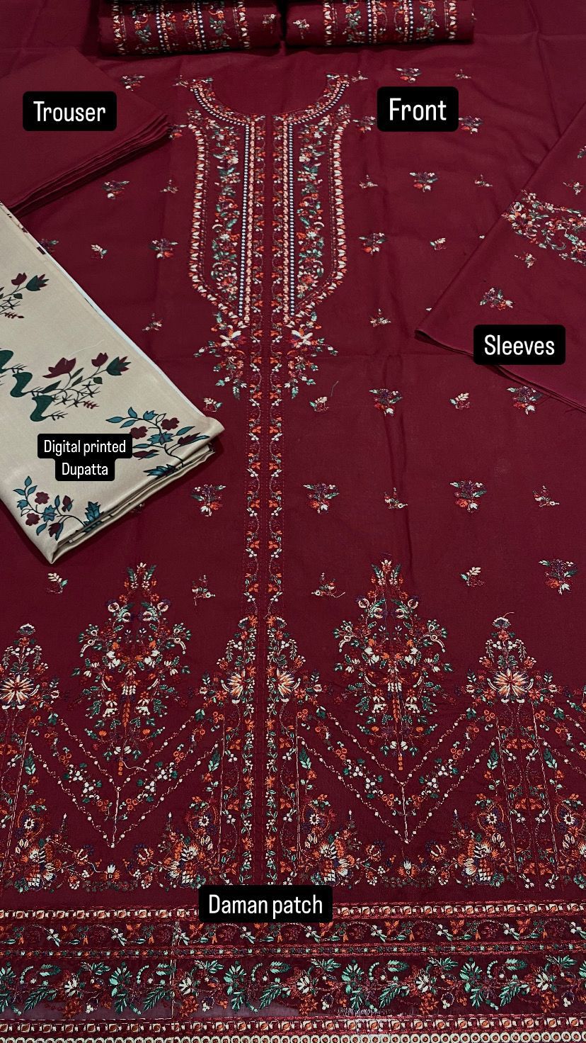 Elegant embriodered 3pc