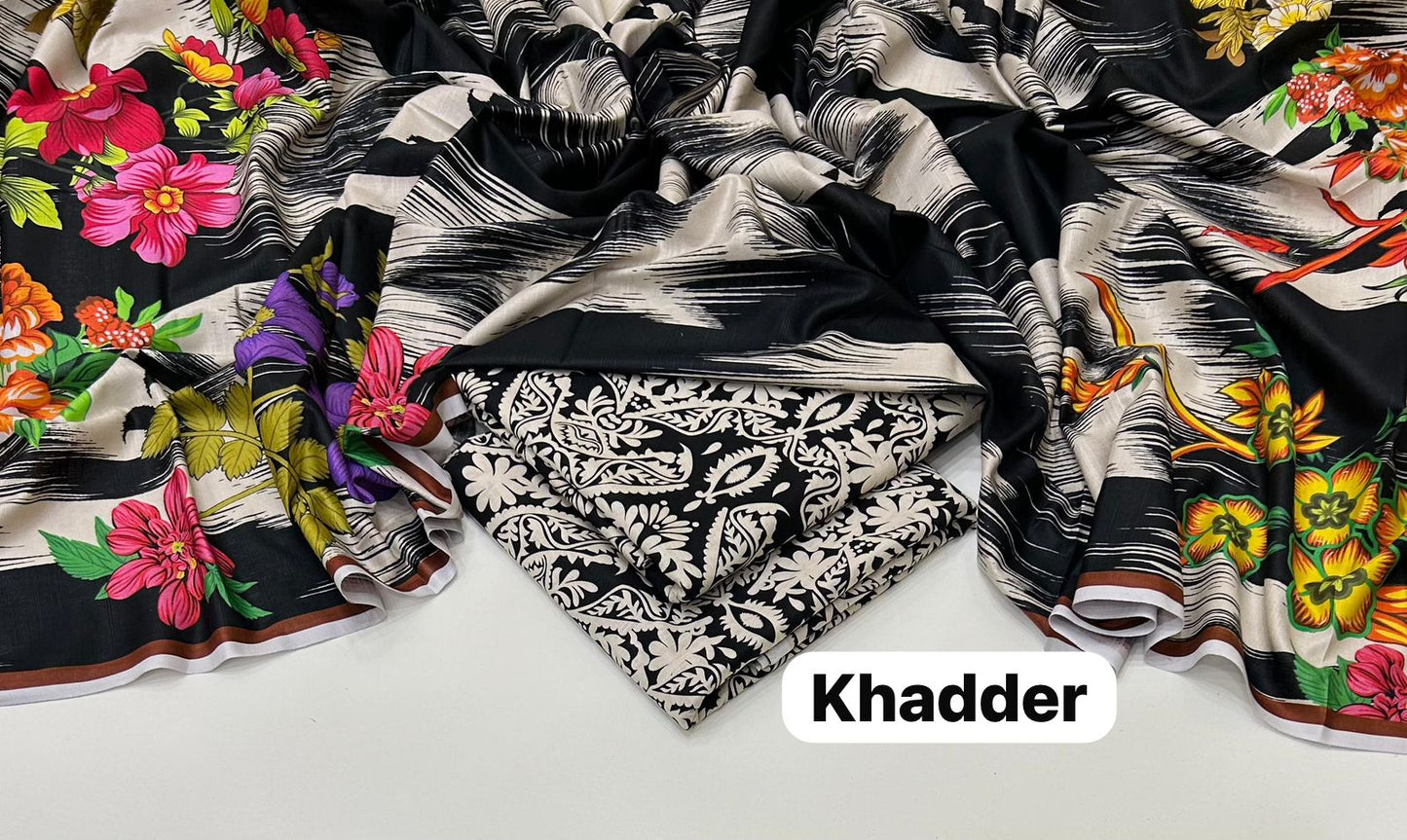 Elegant digital printed khaddar 3pcs