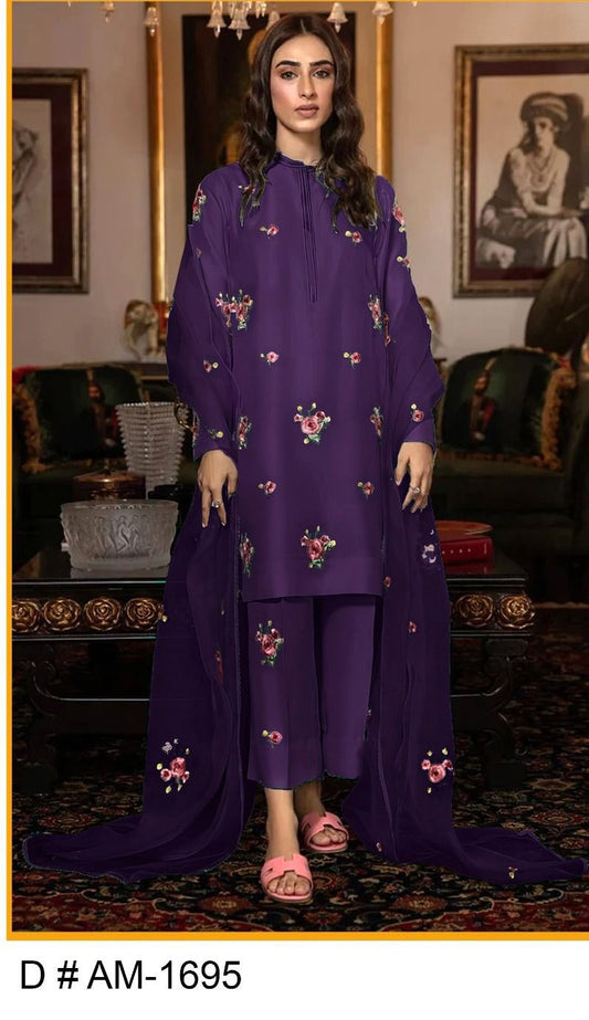 Elegant Embroidered Silk 3PC
