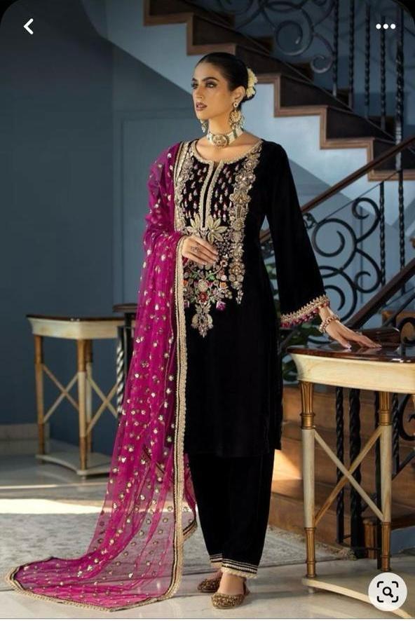 velvet embroidery 3pc