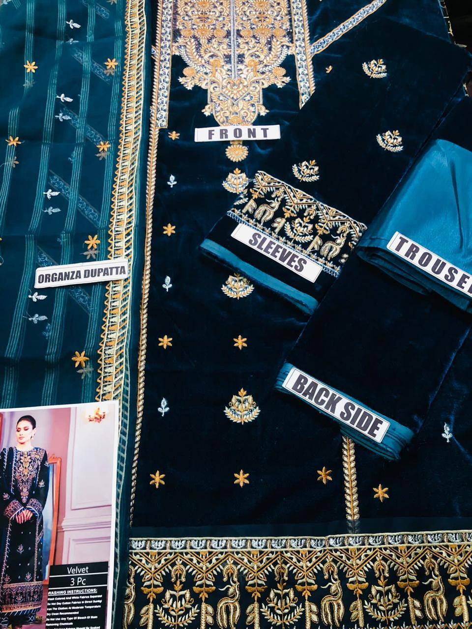 Velvet embroidery 3 pcs