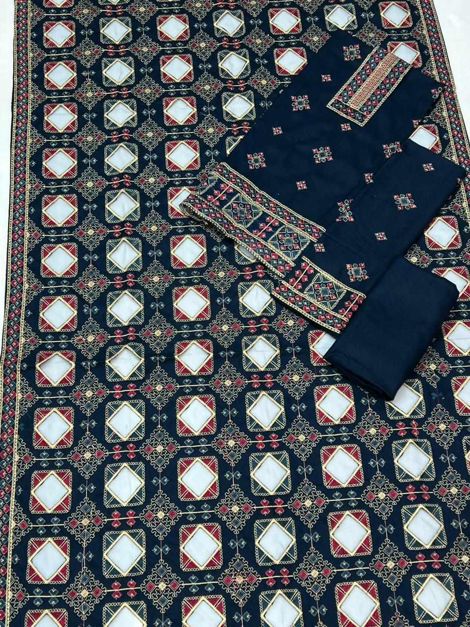 Elegant EmB Laser Cut shawl 3PC