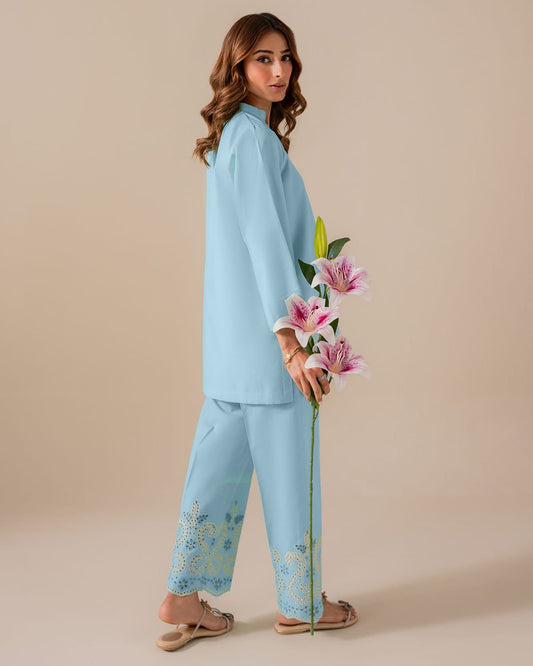 Elegant EMB 2pcs Shirt&trouser