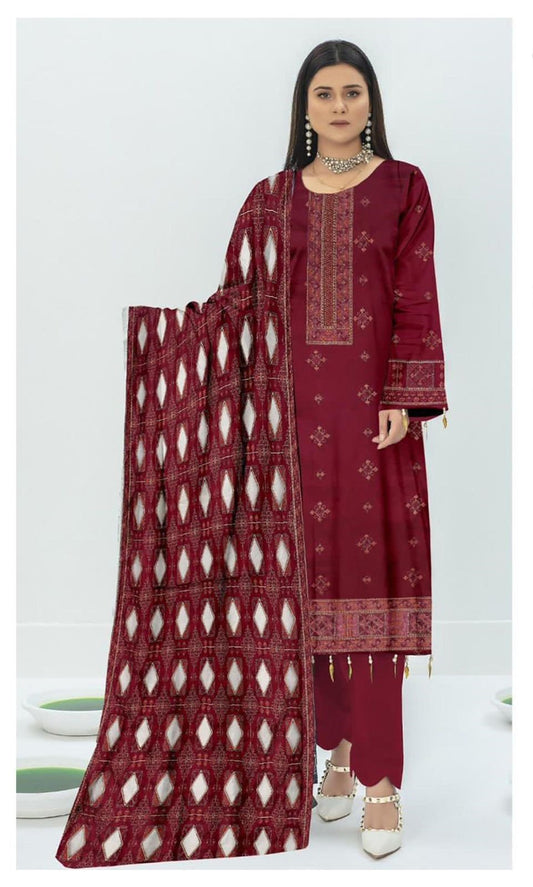 Elegant Emb LASER CUT SHAWL 3PC