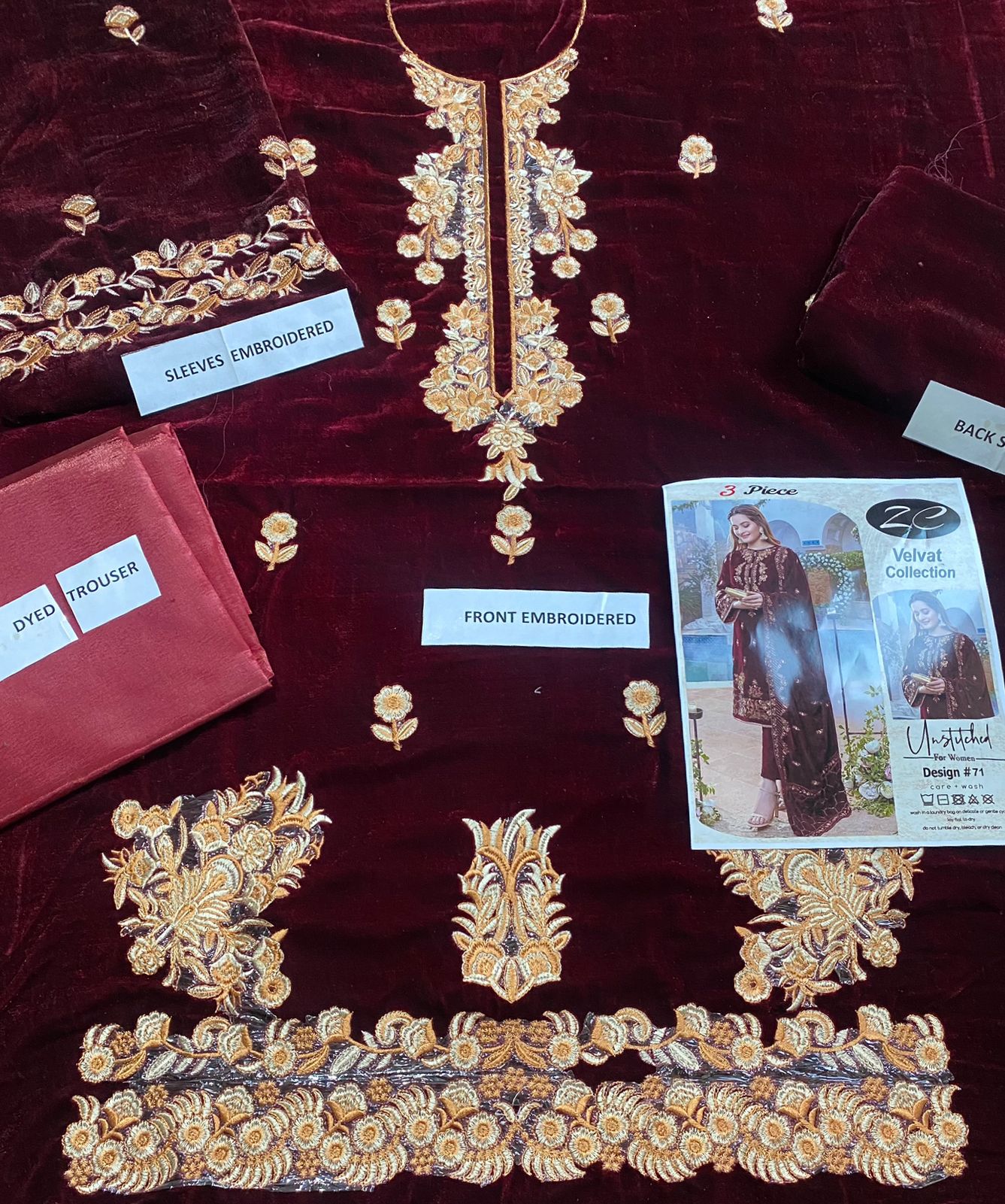 velvet heavy embroidery 3pc