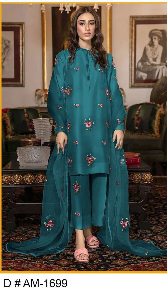 Elegant Embroidered Silk 3PC