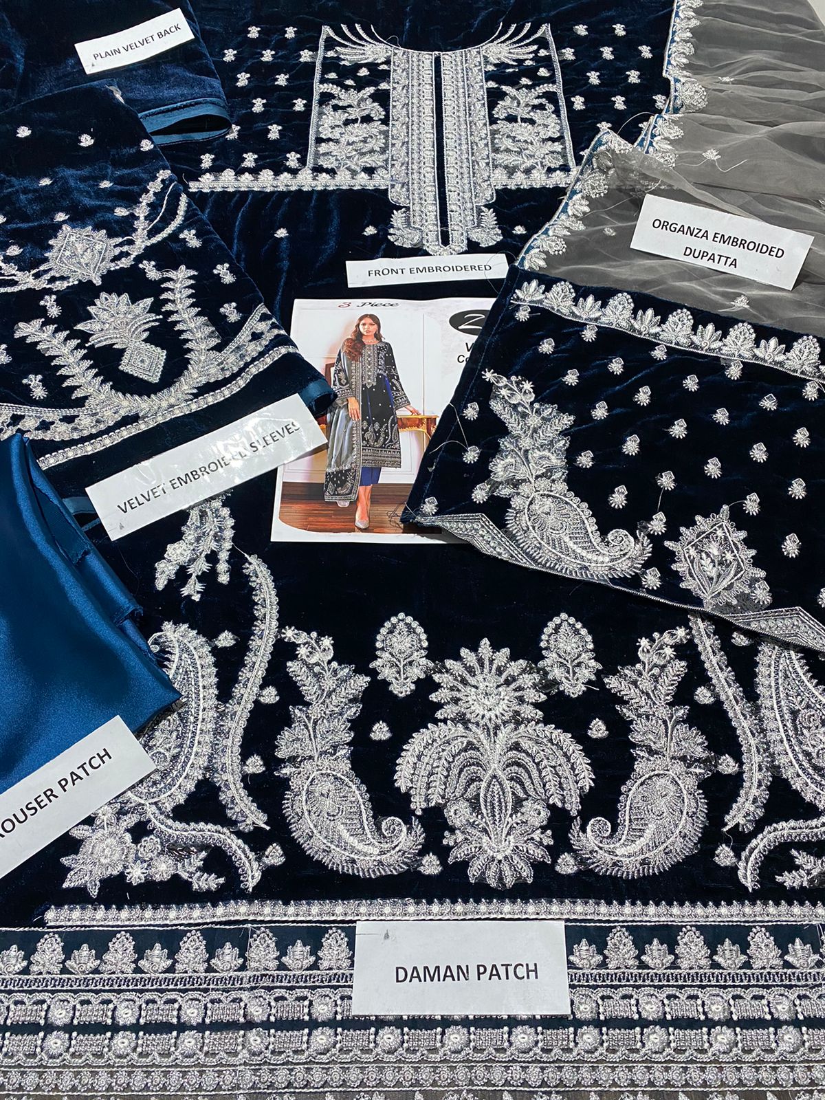 Velvet embroidery fancy 3pcs