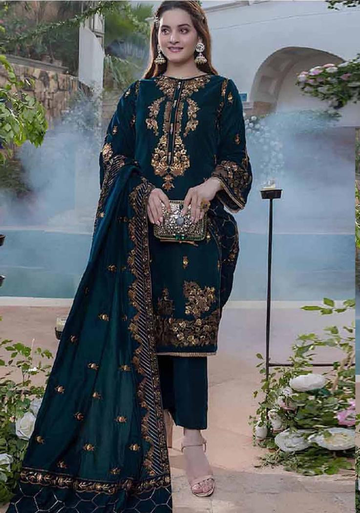 VELVET HEAVY SHAWL emb 3pc