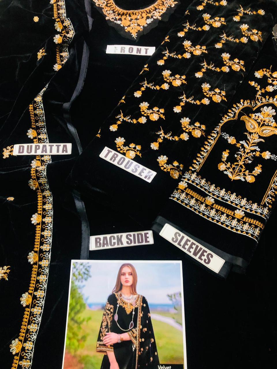 Velvet heavy embroidery fancy 3pcs