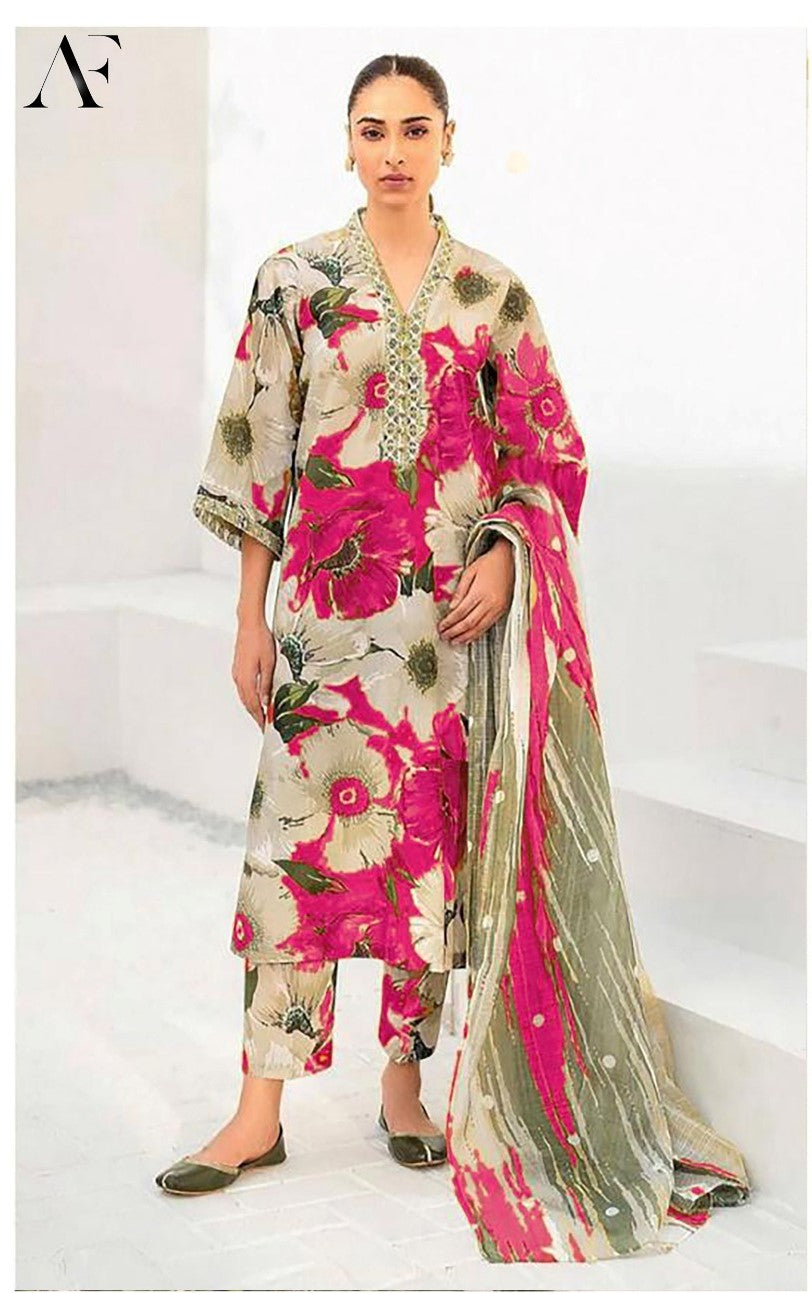 Elegant Linen Digital Printed 3ps