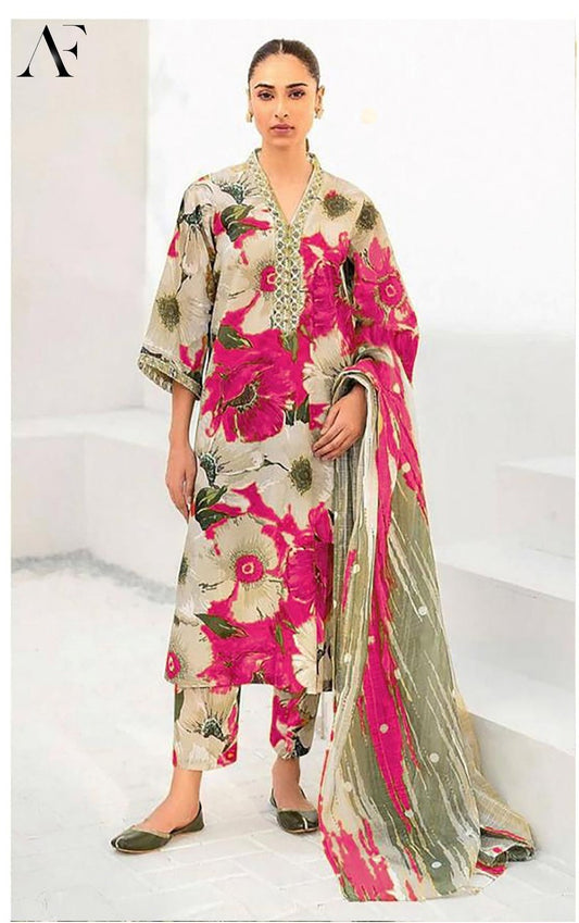 Elegant Linen Digital Printed 3ps