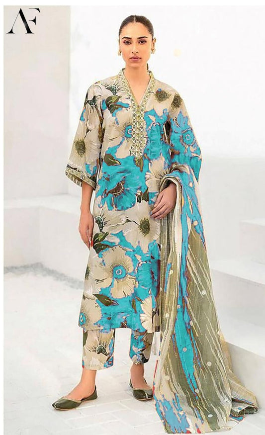 Elegant Linen Digital Printed 3ps