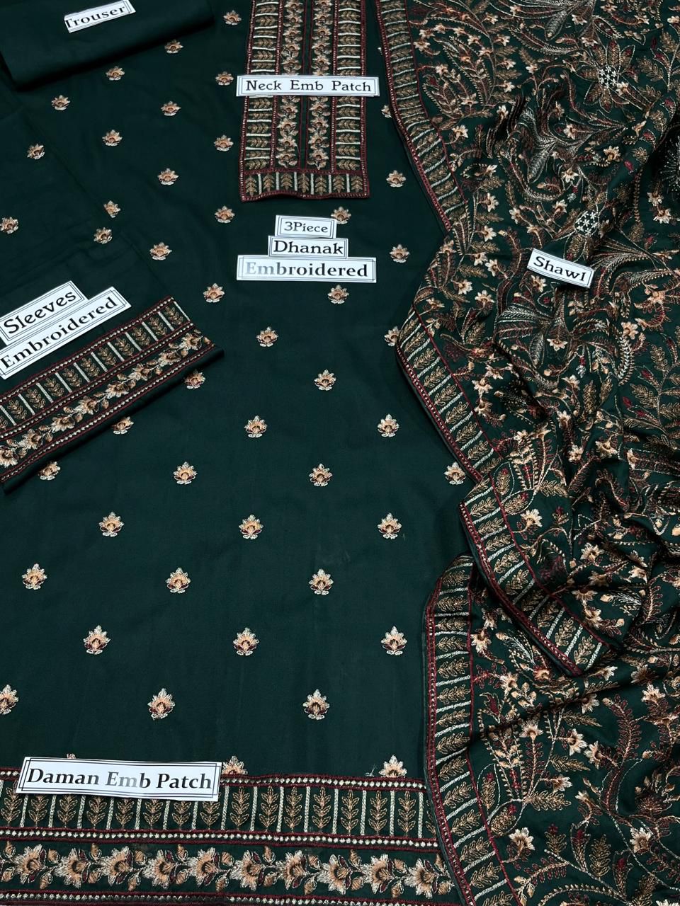 Elegant Emb Heavy shawl 3pc