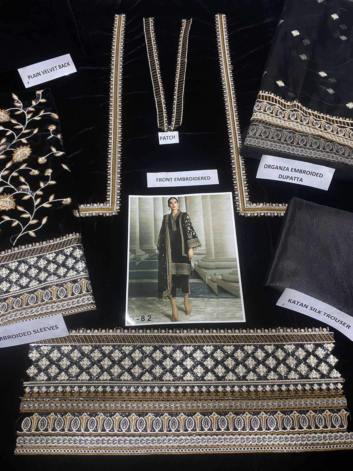 Velvet heavy embriodery 3Pcs