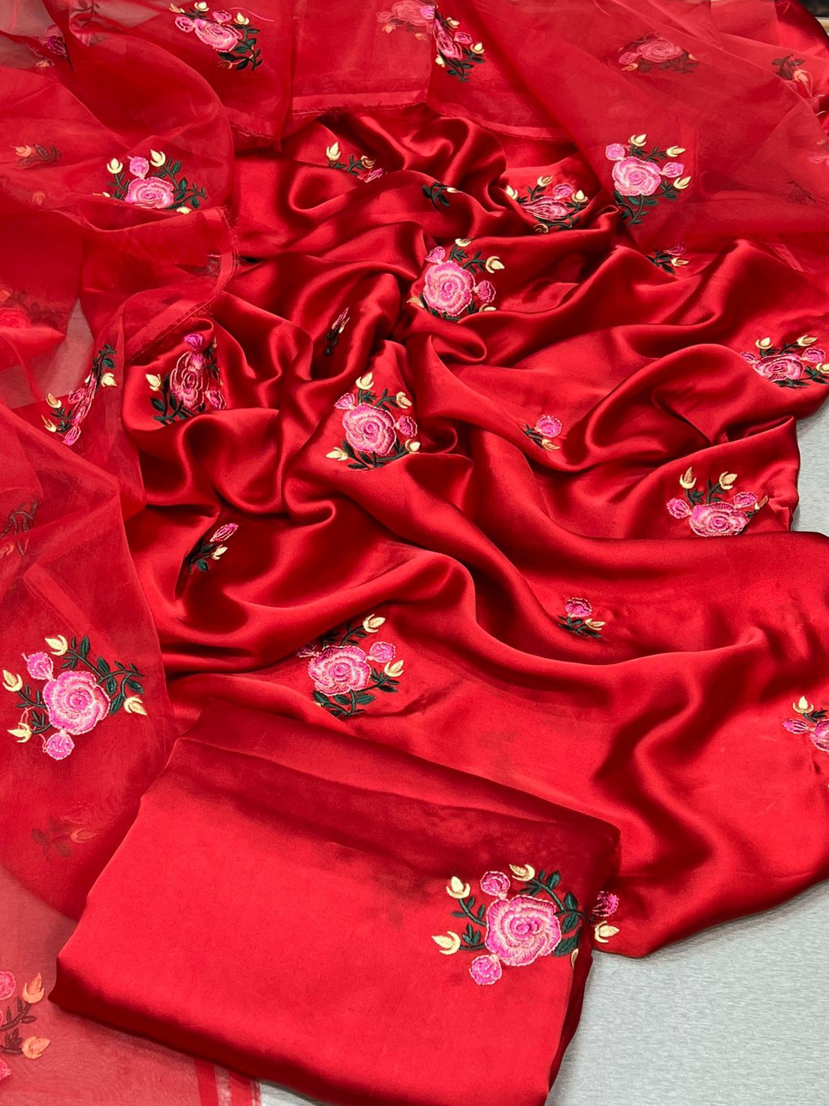 Elegant Embroidered Silk 3PC