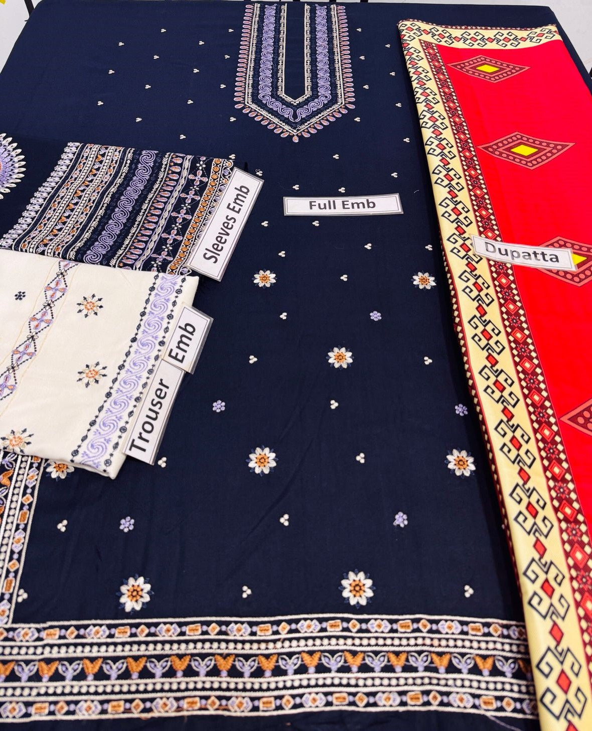 Elegant Dhanak Emb 3pcs