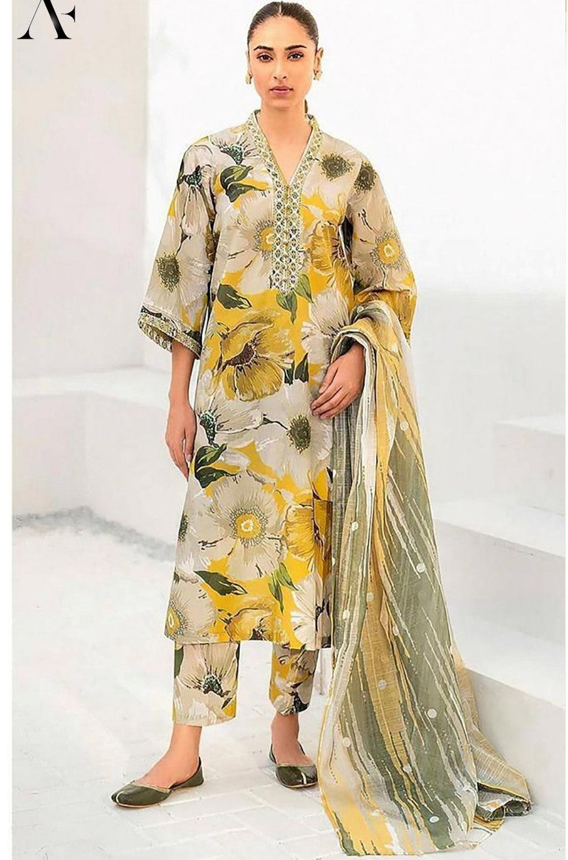 Elegant linen dgital printed 3pcs