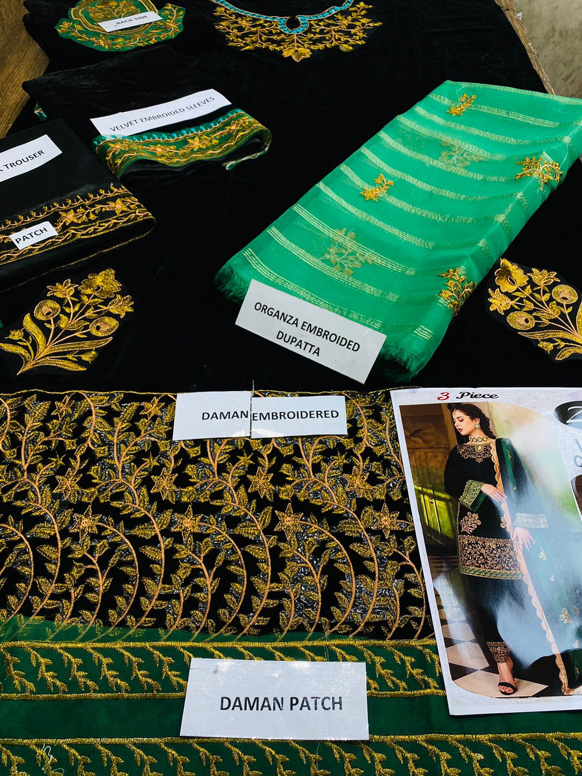 Velvet embroidery 3 Pcs